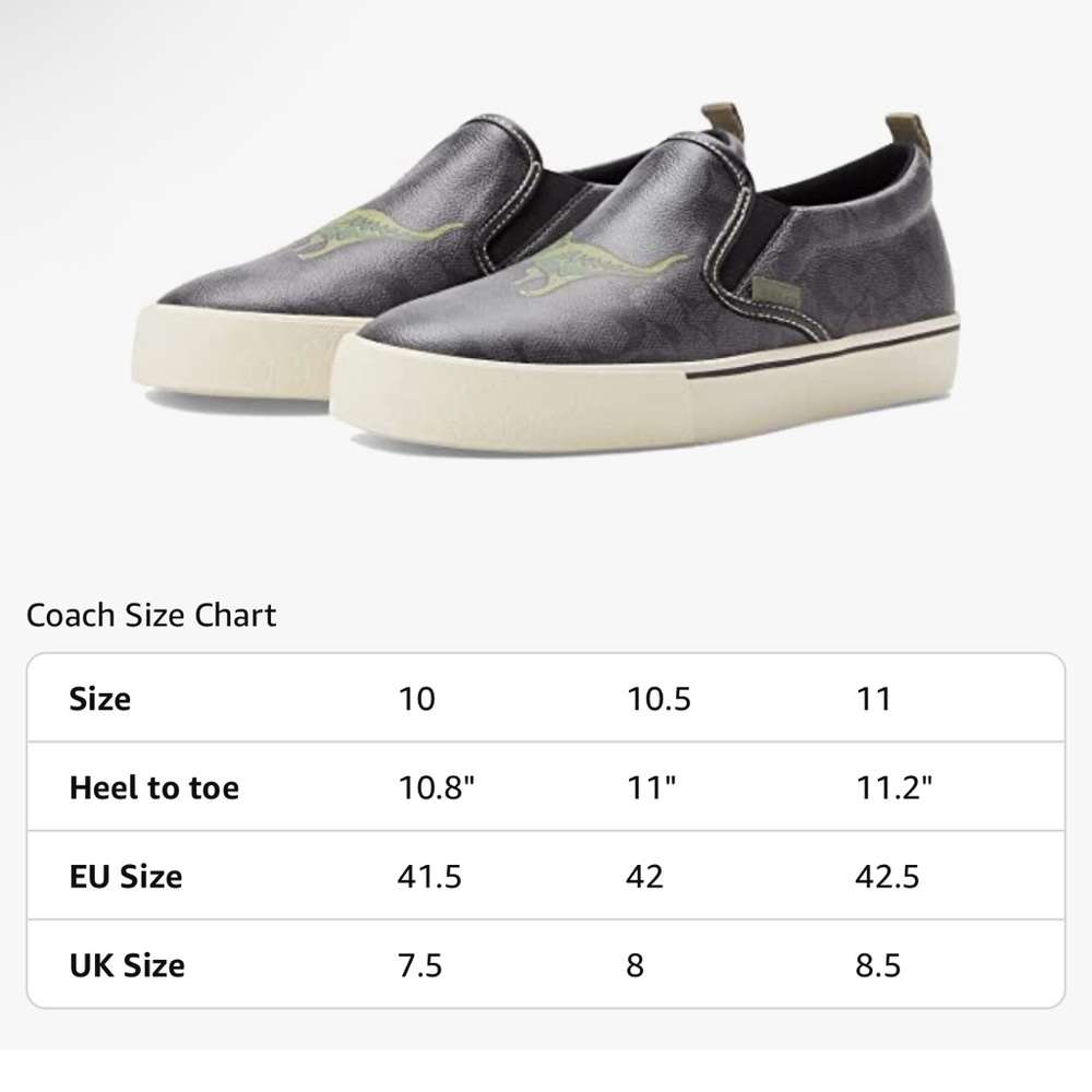 Coach Black and Green Slip-On Sneakers with Dinosaur Design - Picture 9 of 11